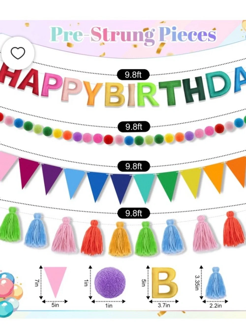 Happy Birthday Rainbow Party Banner Set - Multicolor